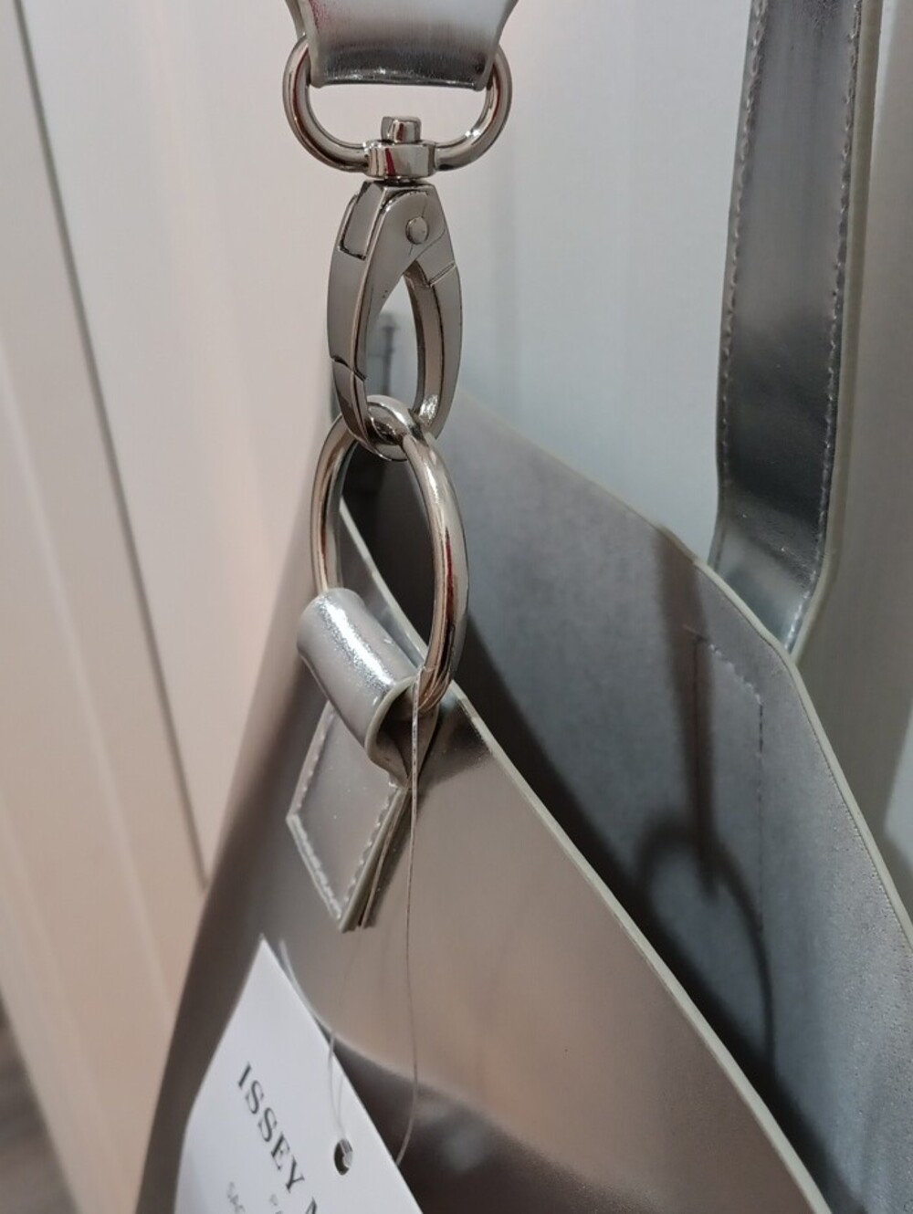 Issey Miyake Silver Metallic Tote with Removable Strap - Picture 6 of 6
